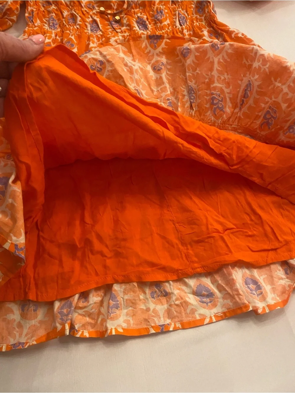 Petal & Pup Orange Printed Square-Neck Puff-Sleeve Carmen Mini Dress New size 8